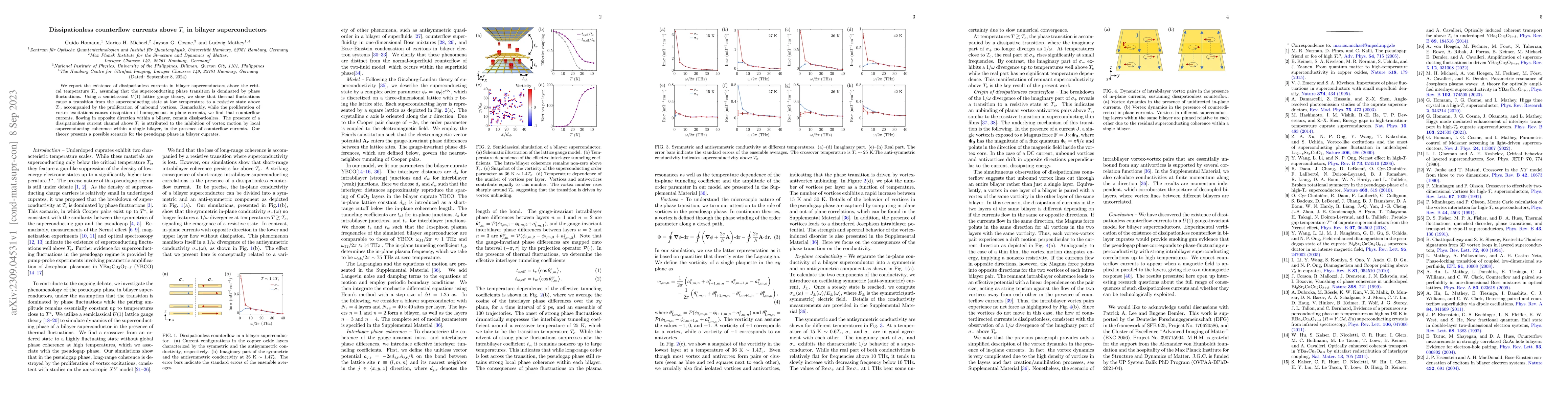 Thumbnail for Dissipationless counterflow currents above T_c in bilayer
  superconductors