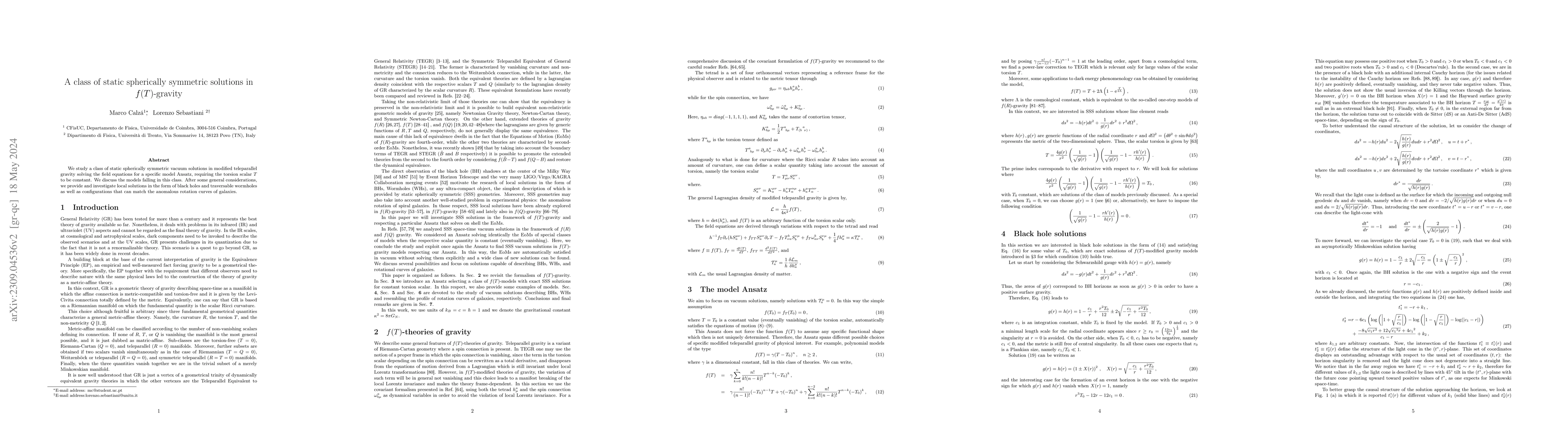 Thumbnail for A class of static spherically symmetric solutions in $f(T)$-gravity
