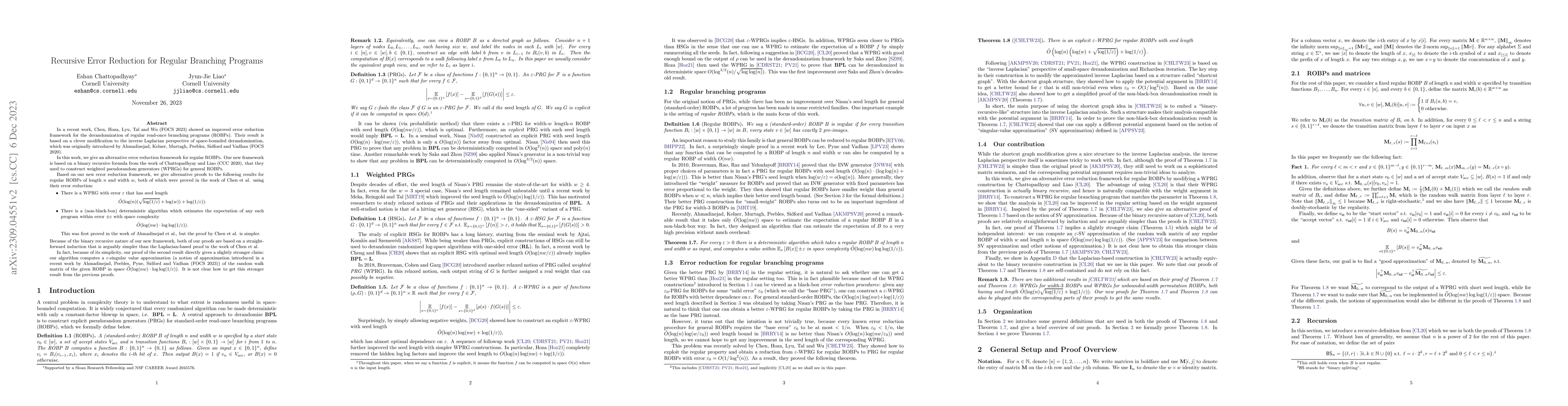 Thumbnail for Recursive Error Reduction for Regular Branching Programs