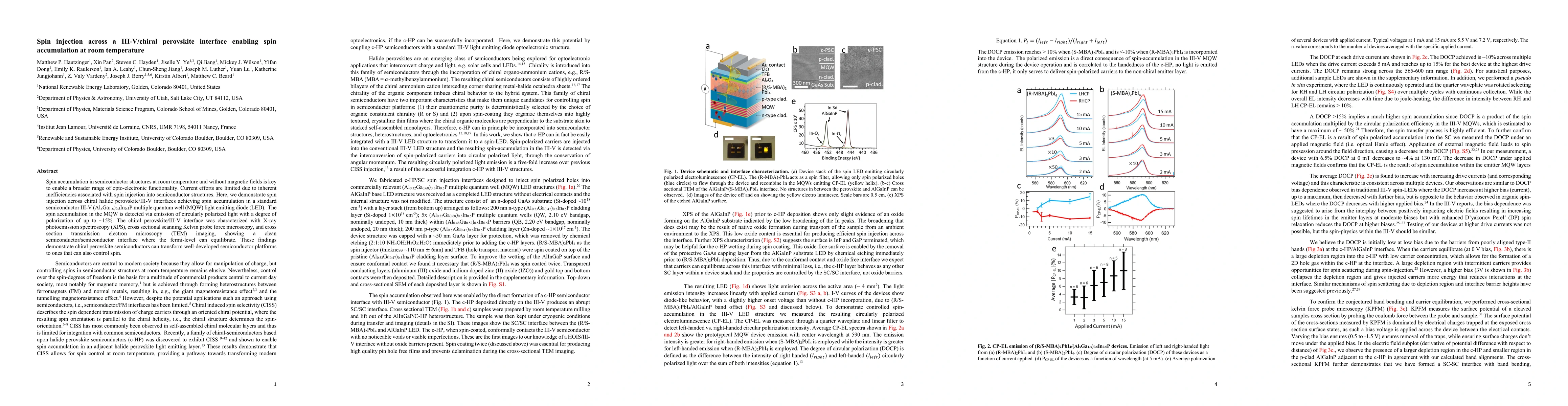 Thumbnail for Spin injection across a III-V/chiral perovskite interface enabling spin
  accumulation at room temperature