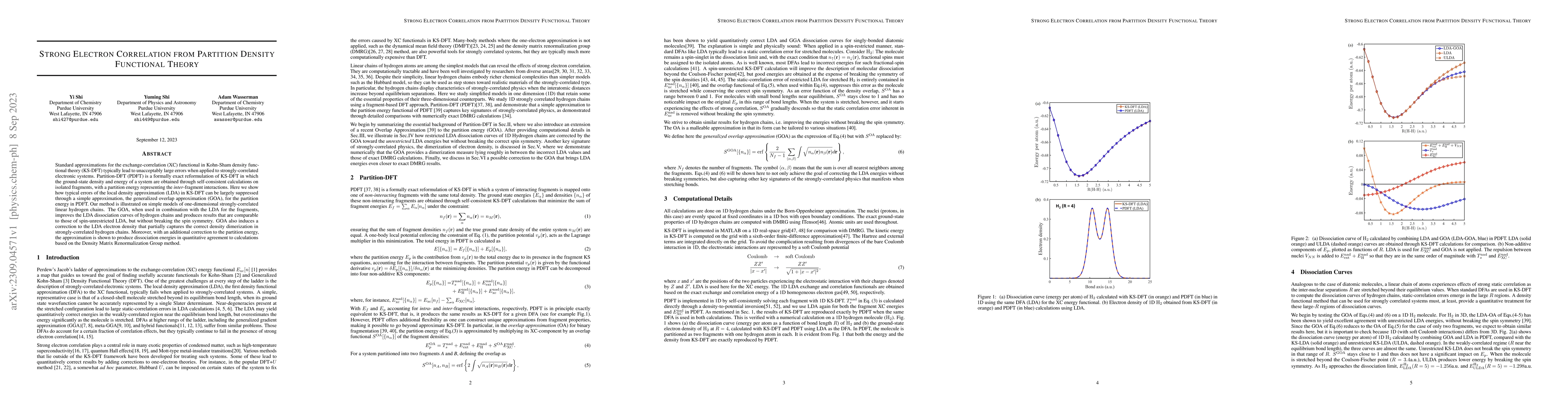 Thumbnail for Strong Electron Correlation from Partition Density Functional Theory