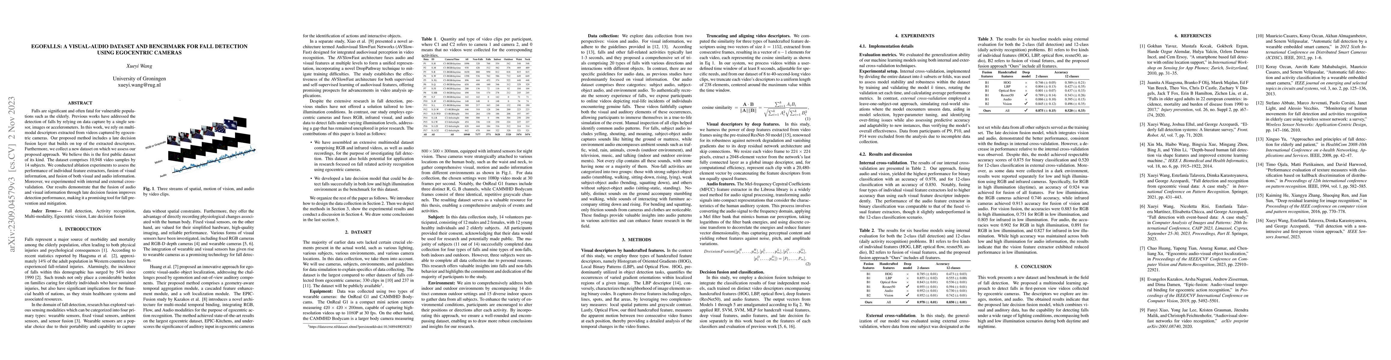 Thumbnail for EGOFALLS: A visual-audio dataset and benchmark for fall detection using
  egocentric cameras