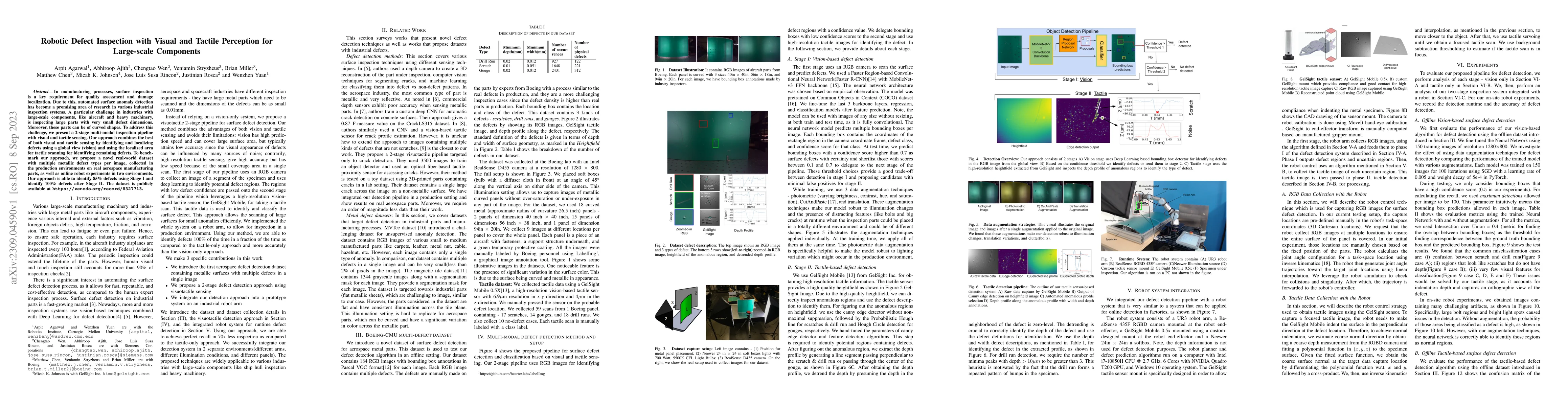 Thumbnail for Robotic Defect Inspection with Visual and Tactile Perception for
  Large-scale Components