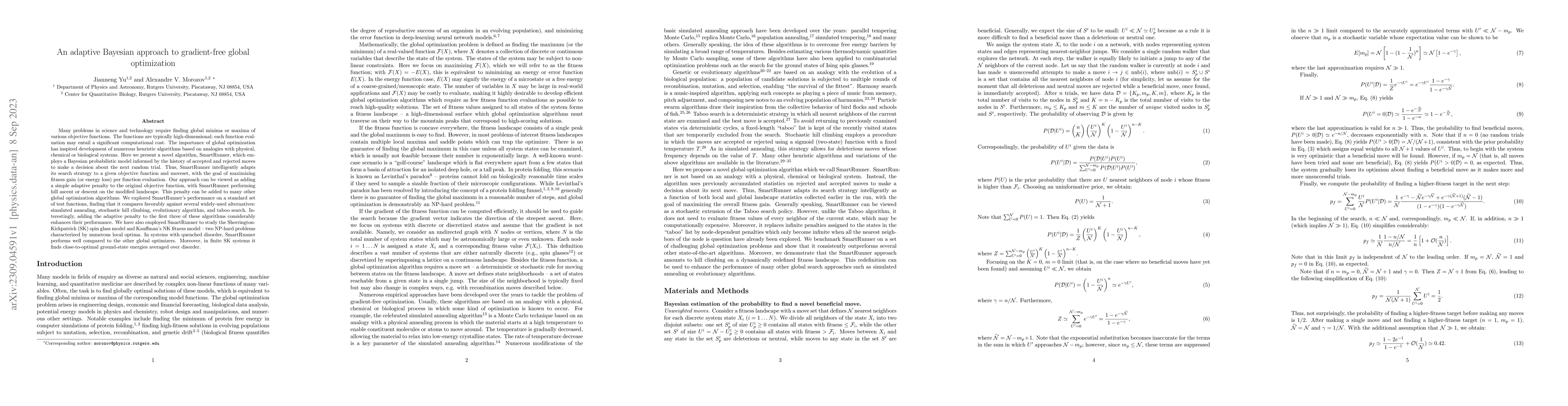 Thumbnail for An adaptive Bayesian approach to gradient-free global optimization