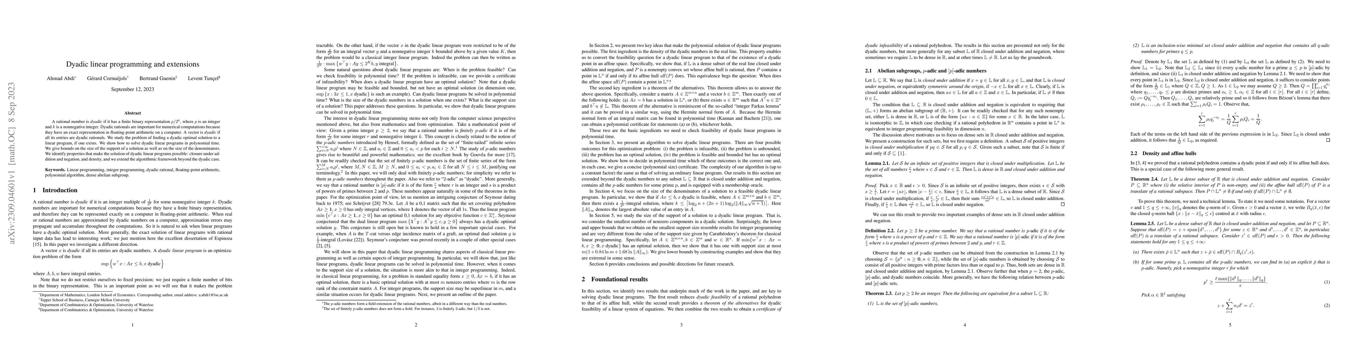 Thumbnail for Dyadic linear programming and extensions