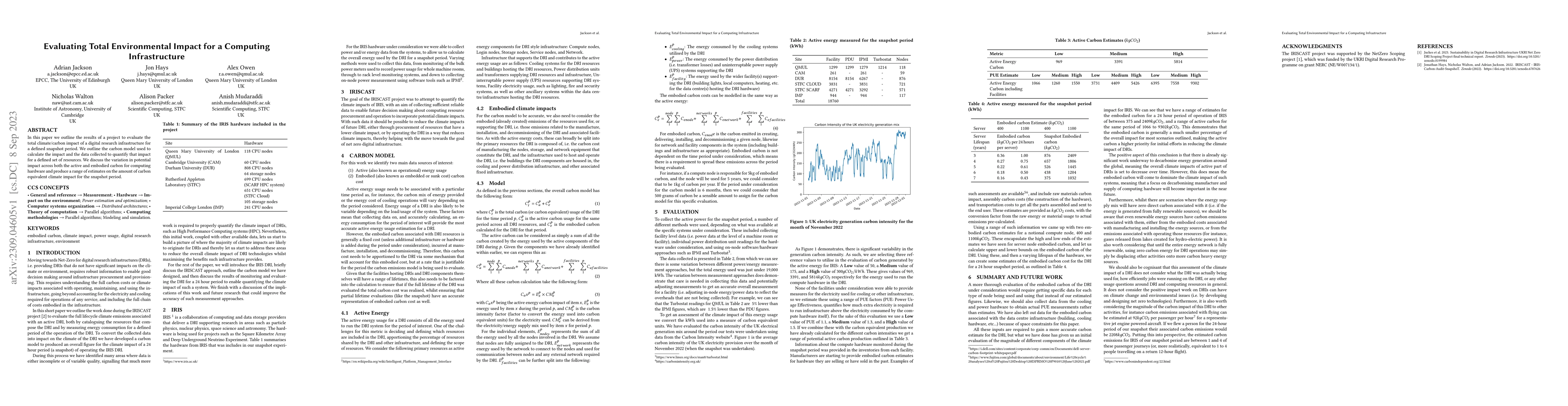 Thumbnail for Evaluating Total Environmental Impact for a Computing Infrastructure