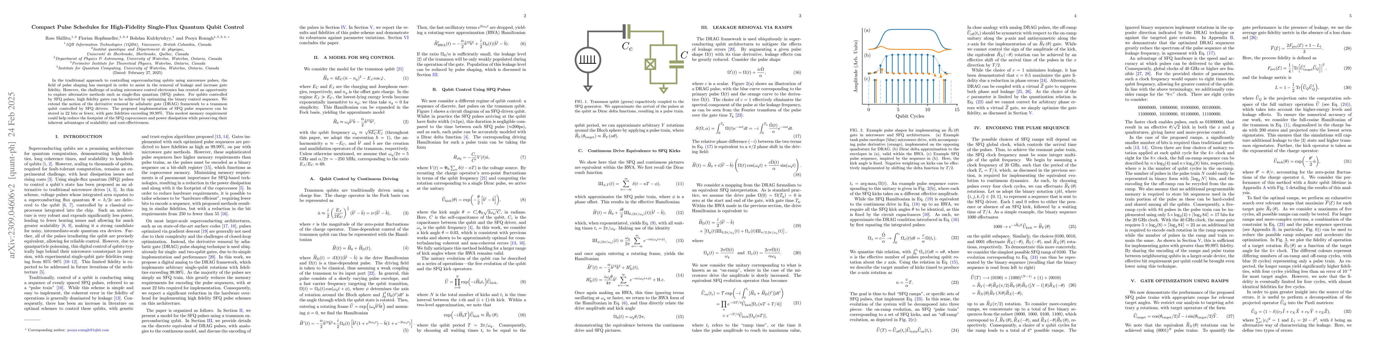 Thumbnail for Compact Pulse Schedules for High-Fidelity Single-Flux Quantum Qubit
  Control