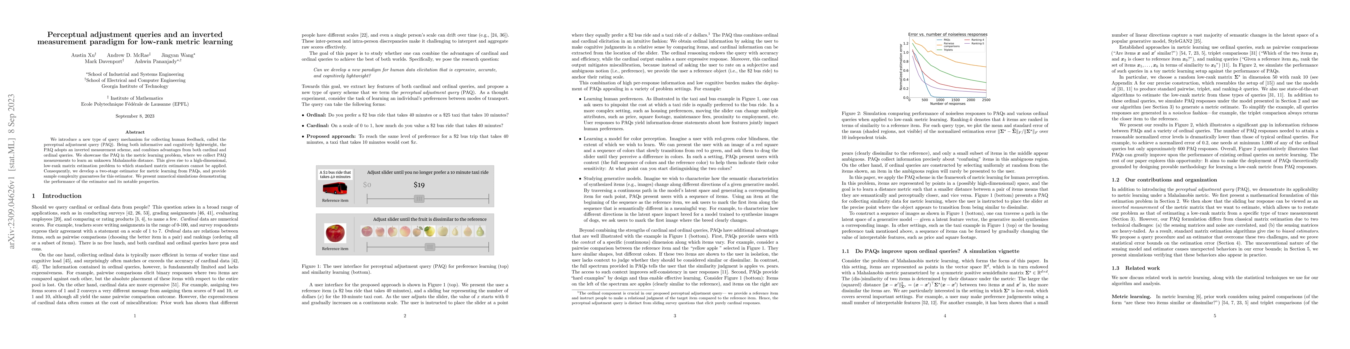 Thumbnail for Perceptual adjustment queries and an inverted measurement paradigm for
  low-rank metric learning