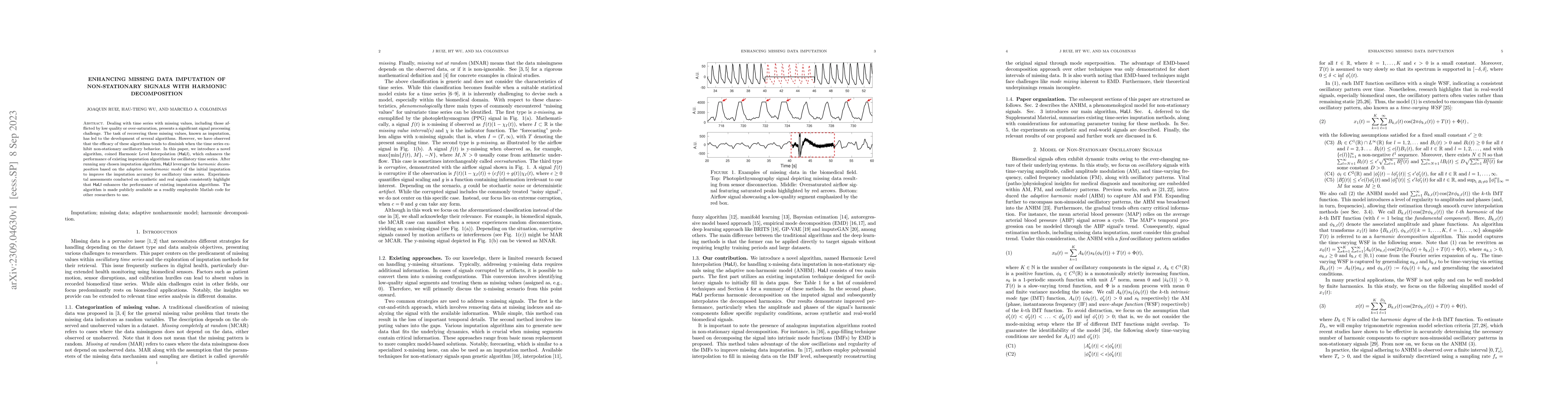Thumbnail for Enhancing Missing Data Imputation of Non-stationary Signals with
  Harmonic Decomposition