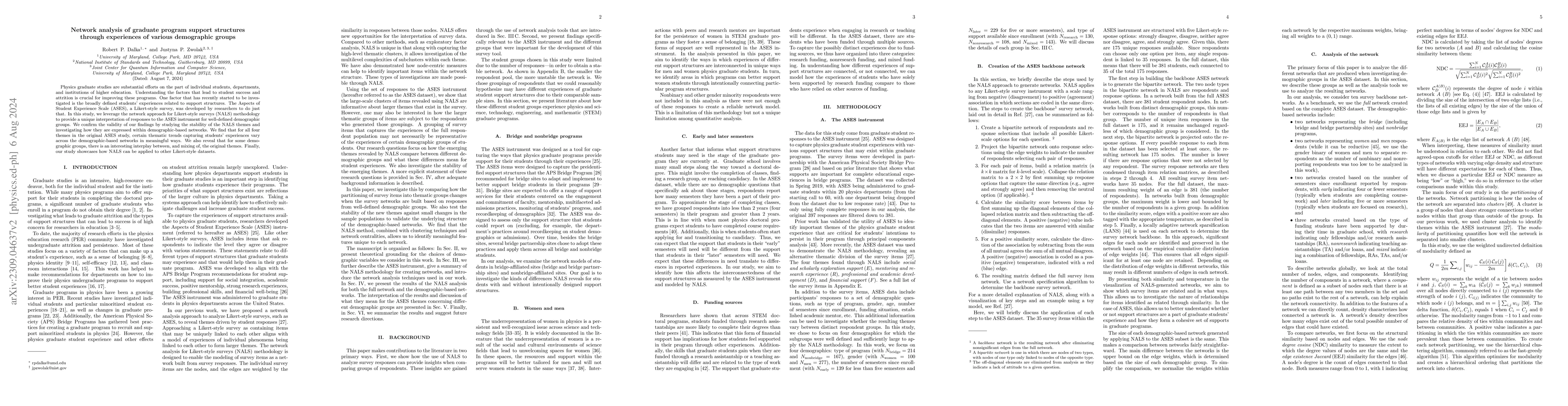 Thumbnail for Network analysis of graduate program support structures through
  experiences of various demographic groups
