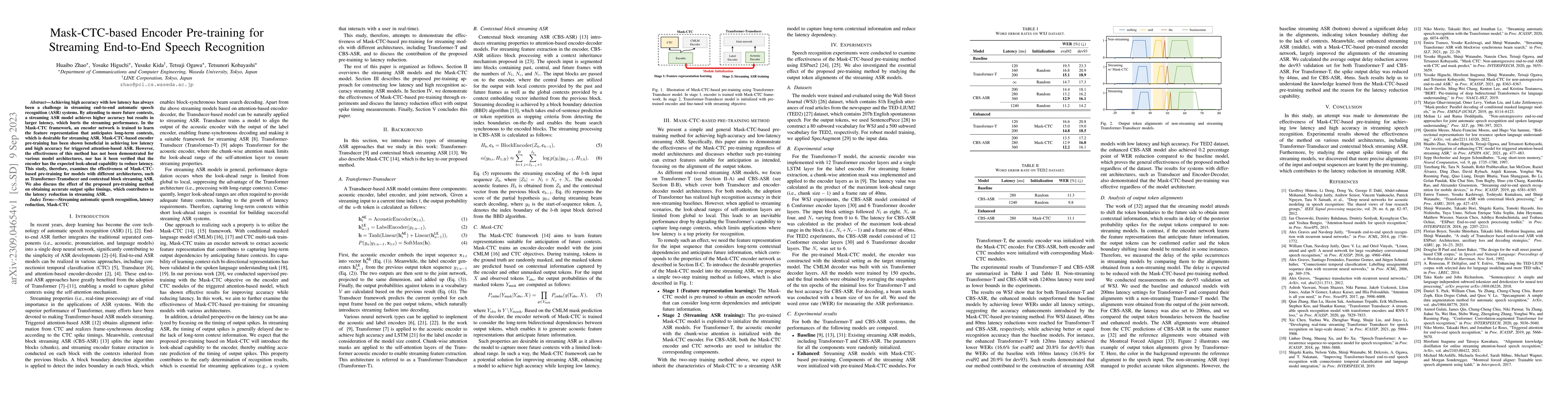 Thumbnail for Mask-CTC-based Encoder Pre-training for Streaming End-to-End Speech
  Recognition