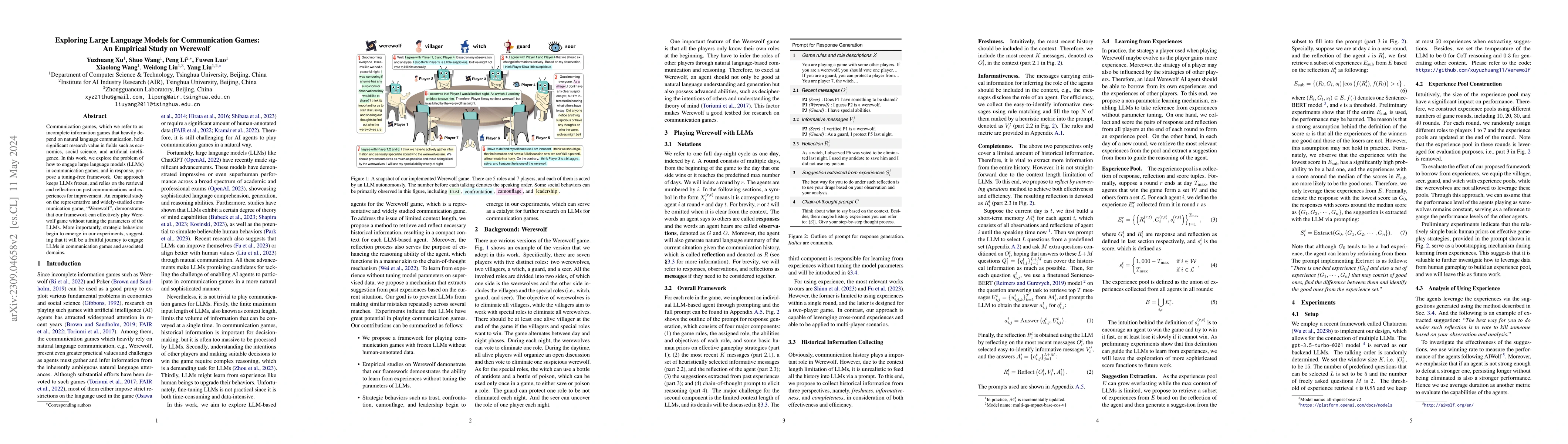 Thumbnail for Exploring Large Language Models for Communication Games: An Empirical
  Study on Werewolf