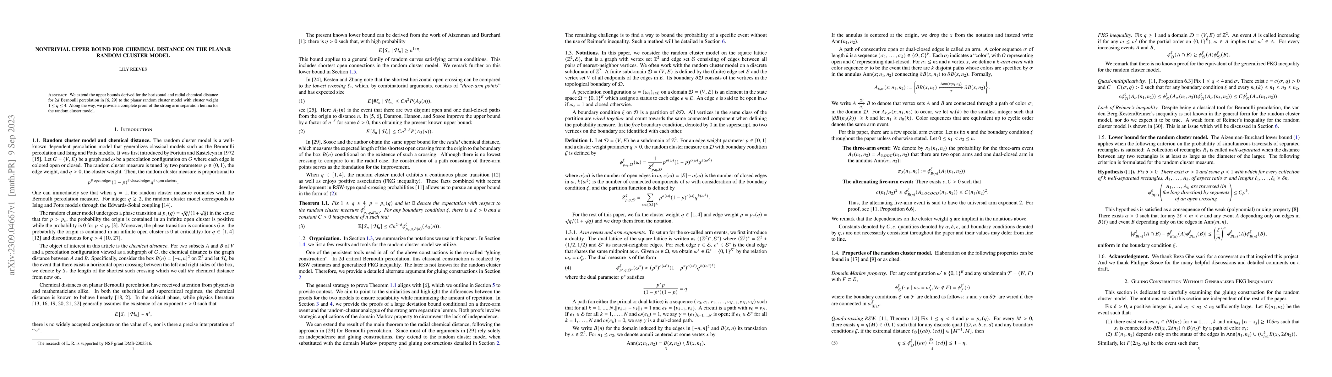 Thumbnail for Nontrivial upper bound for chemical distance on the planar random
  cluster model