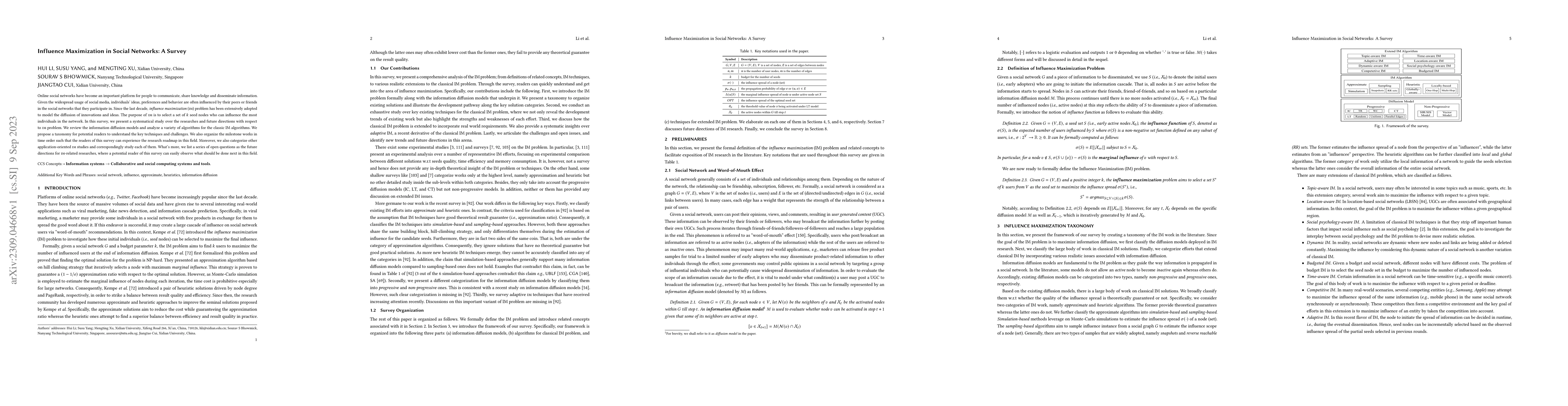 Thumbnail for Influence Maximization in Social Networks: A Survey