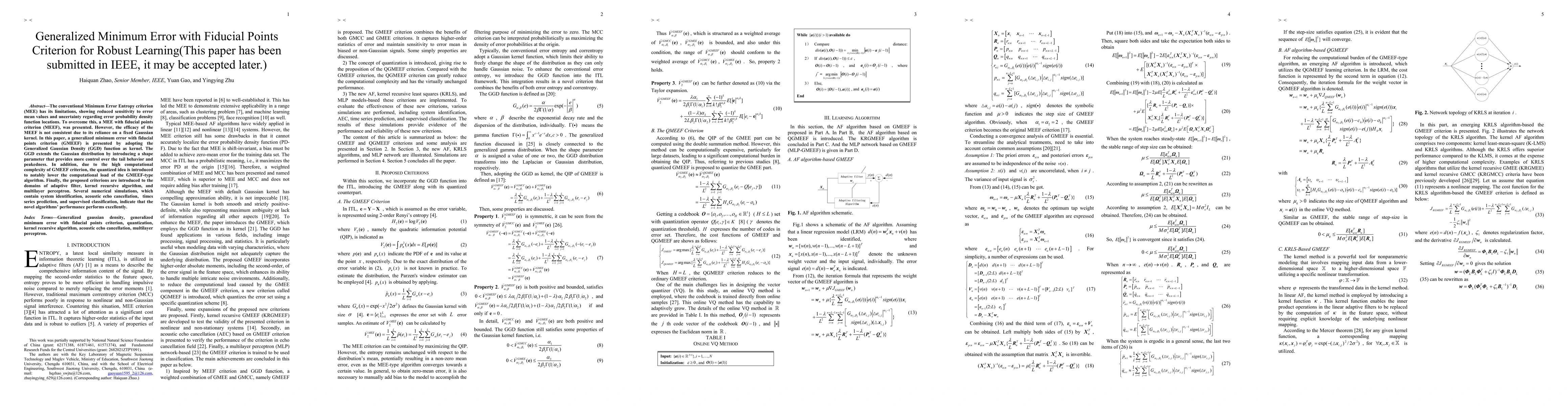 Thumbnail for Generalized Minimum Error with Fiducial Points Criterion for Robust
  Learning