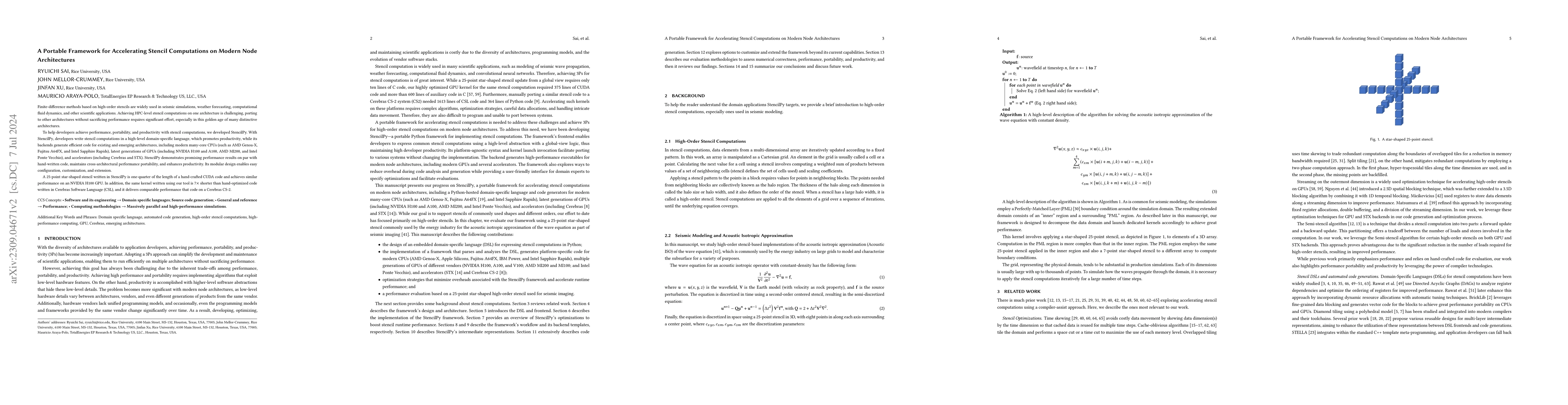 Thumbnail for A Portable Framework for Accelerating Stencil Computations on Modern
  Node Architectures