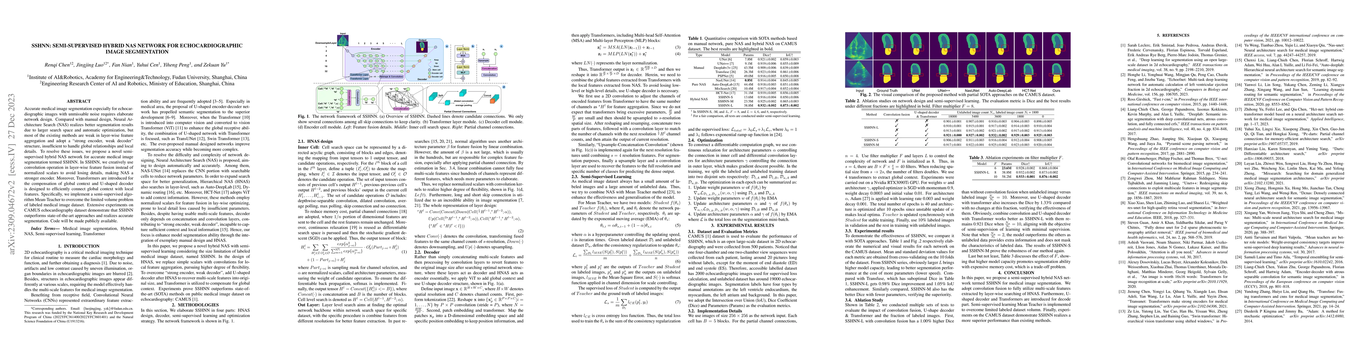 Thumbnail for SSHNN: Semi-Supervised Hybrid NAS Network for Echocardiographic Image
  Segmentation