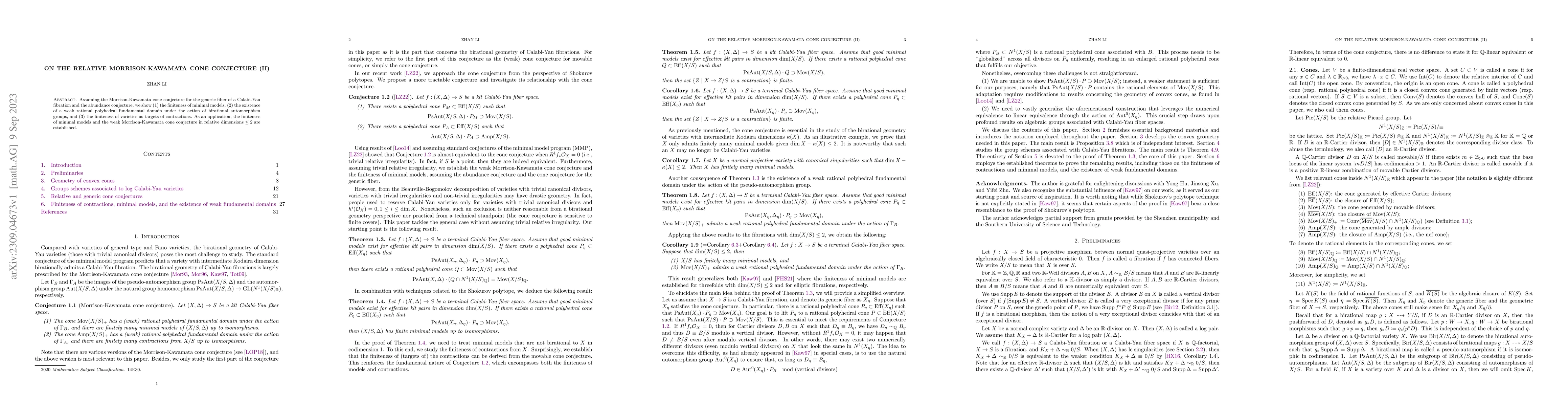 Thumbnail for On the relative Morrison-Kawamata cone conjecture (II)