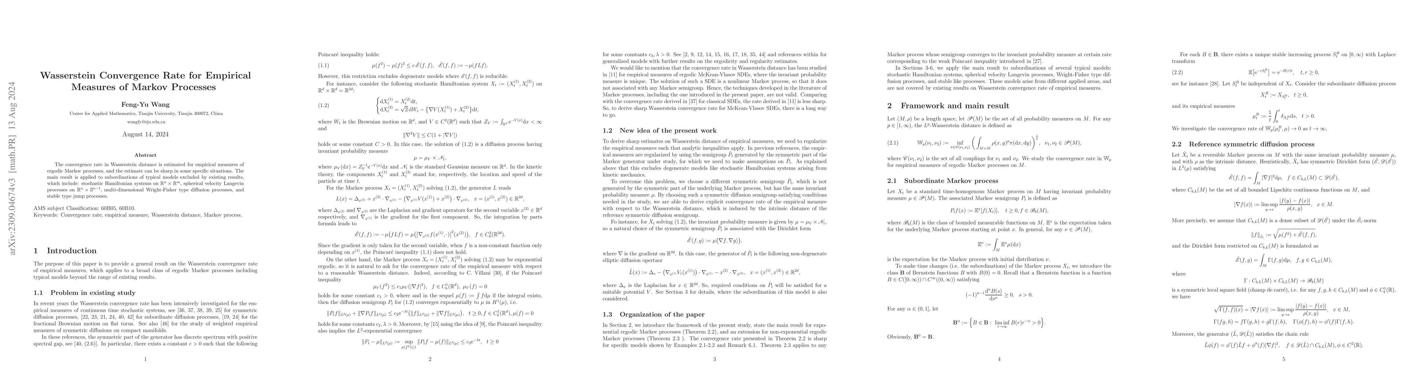 Thumbnail for Wasserstein Convergence Rate for Empirical Measures of Markov Processes