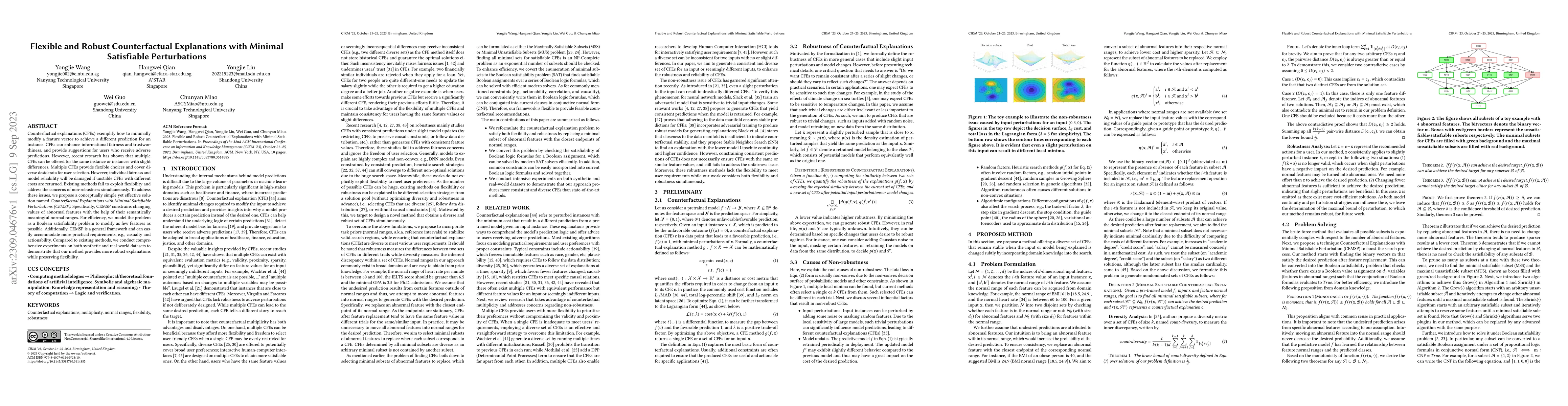 Thumbnail for Flexible and Robust Counterfactual Explanations with Minimal Satisfiable
  Perturbations