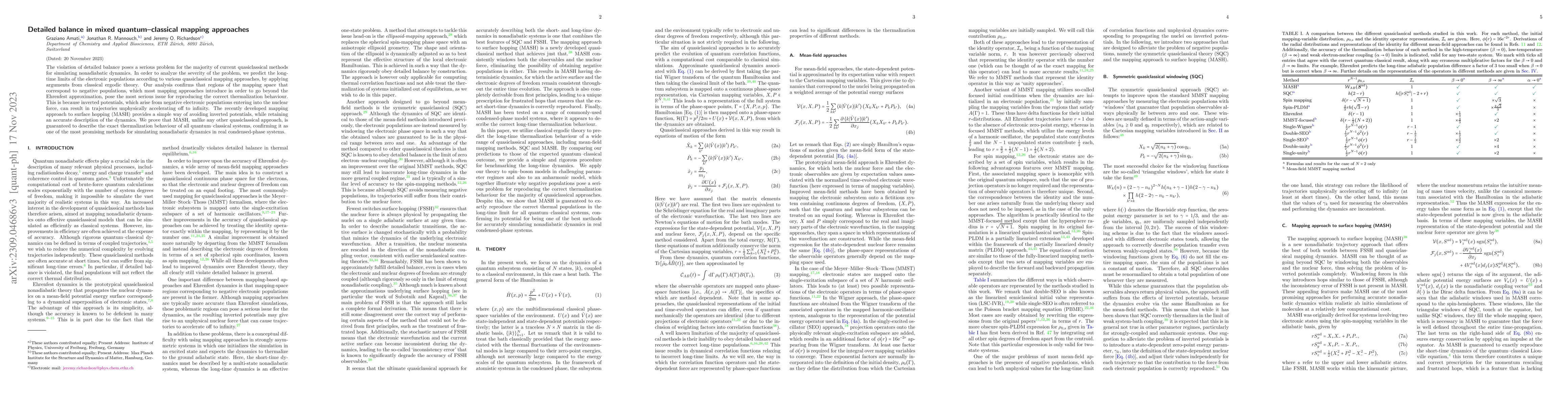 Thumbnail for Detailed balance in mixed quantum-classical mapping approaches