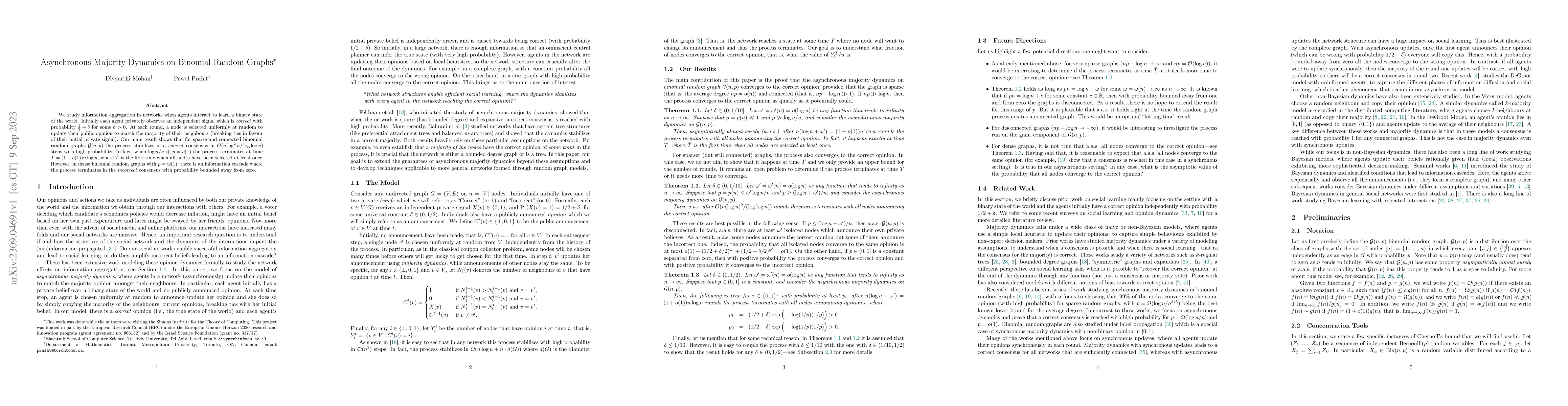 Thumbnail for Asynchronous Majority Dynamics on Binomial Random Graphs