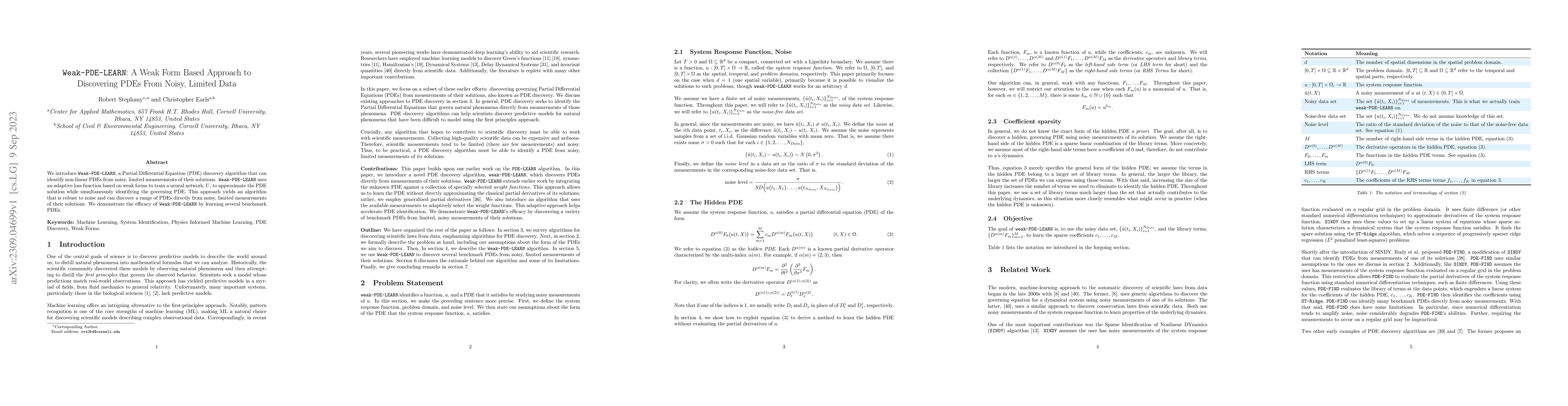 Thumbnail for Weak-PDE-LEARN: A Weak Form Based Approach to Discovering PDEs From
  Noisy, Limited Data