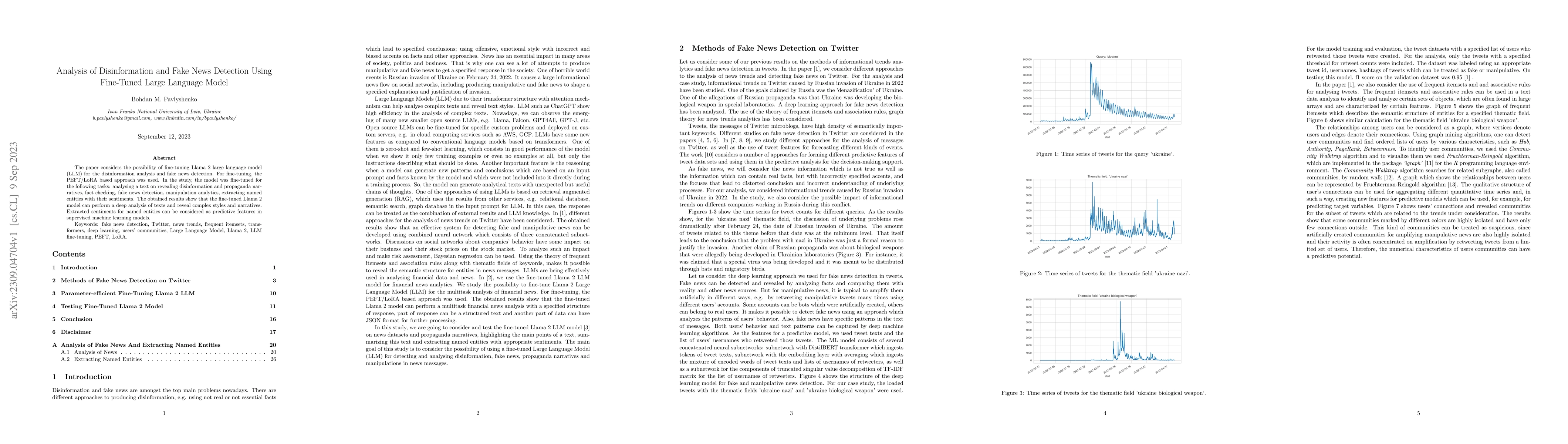 Thumbnail for Analysis of Disinformation and Fake News Detection Using Fine-Tuned
  Large Language Model