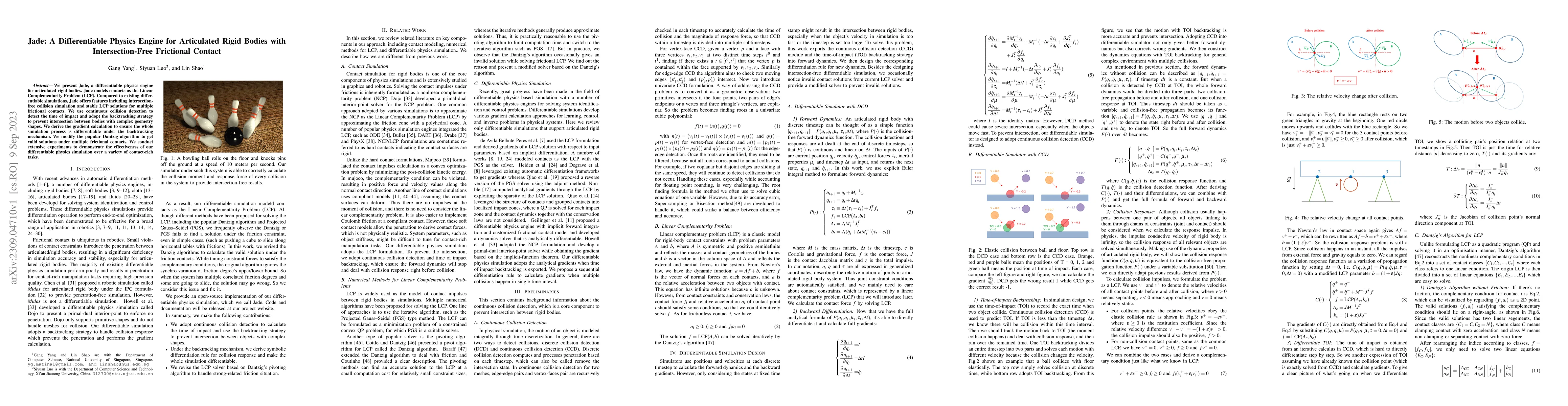 Thumbnail for Jade: A Differentiable Physics Engine for Articulated Rigid Bodies with
  Intersection-Free Frictional Contact