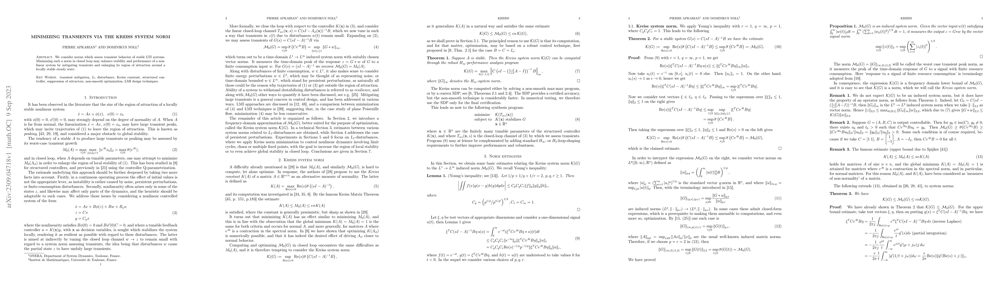 Thumbnail for Minimizing transients via the Kreiss system norm