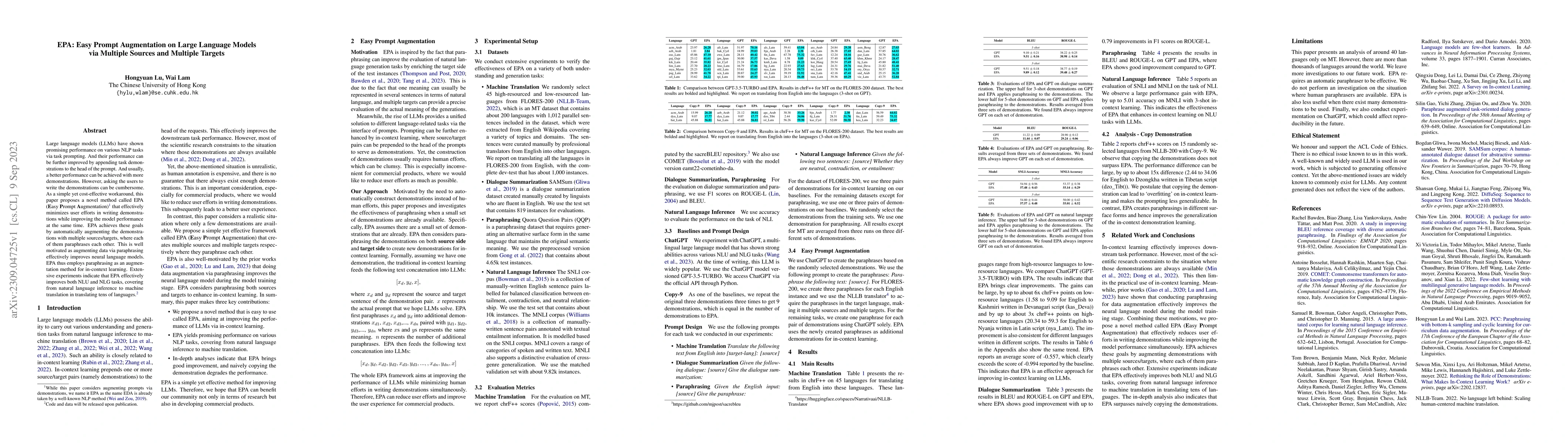 Thumbnail for EPA: Easy Prompt Augmentation on Large Language Models via Multiple
  Sources and Multiple Targets