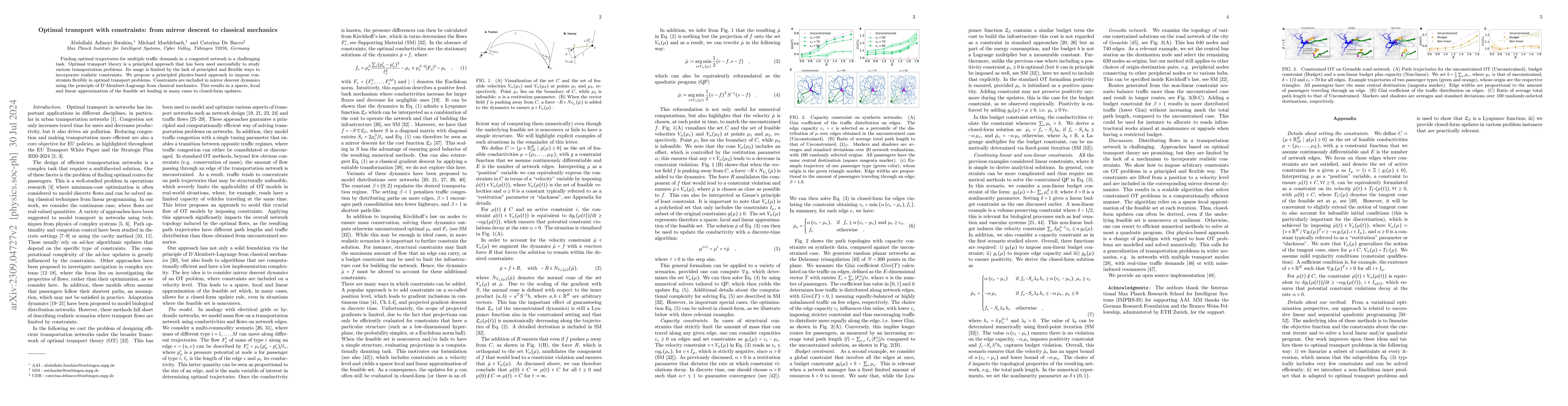 Thumbnail for Optimal transport with constraints: from mirror descent to classical
  mechanics