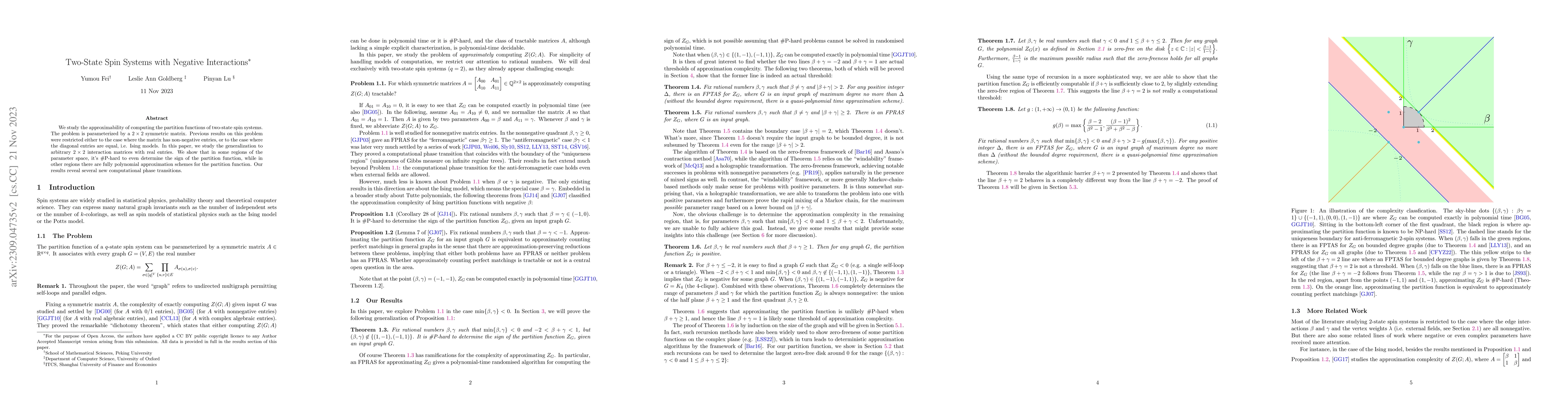 Thumbnail for Two-State Spin Systems with Negative Interactions