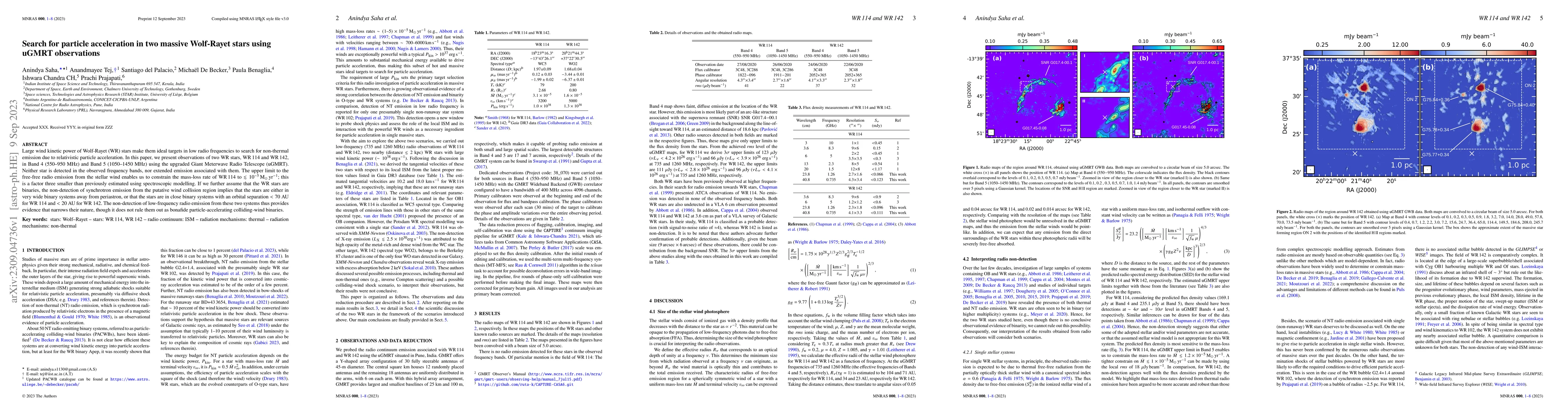Thumbnail for Search for particle acceleration in two massive Wolf-Rayet stars using
  uGMRT observations
