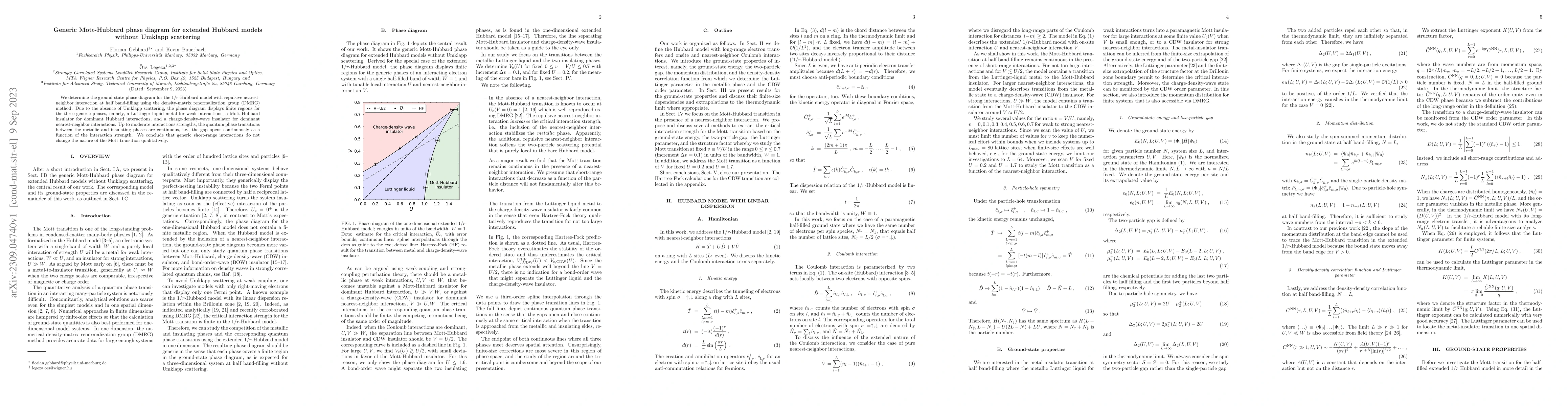 Thumbnail for Generic Mott-Hubbard phase diagram for extended Hubbard models without
  Umklapp scattering