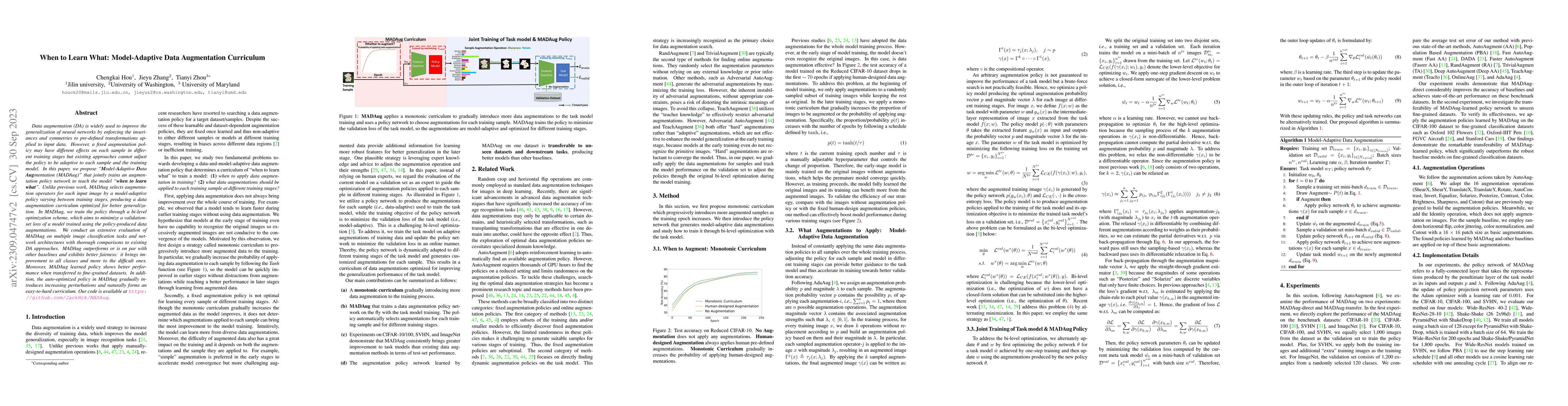 Thumbnail for When to Learn What: Model-Adaptive Data Augmentation Curriculum