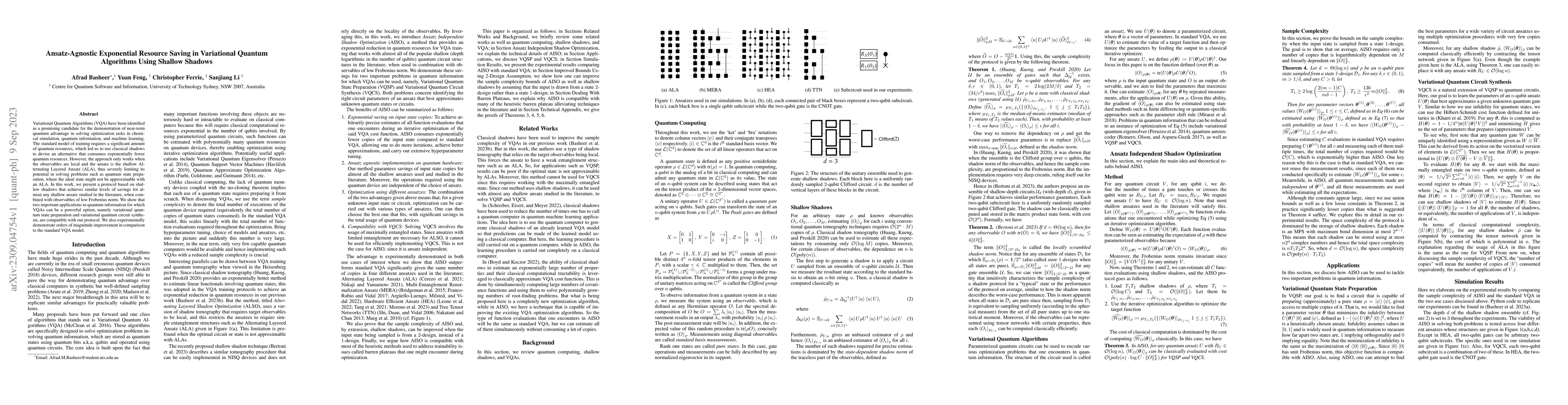 Thumbnail for Ansatz-Agnostic Exponential Resource Saving in Variational Quantum
  Algorithms Using Shallow Shadows