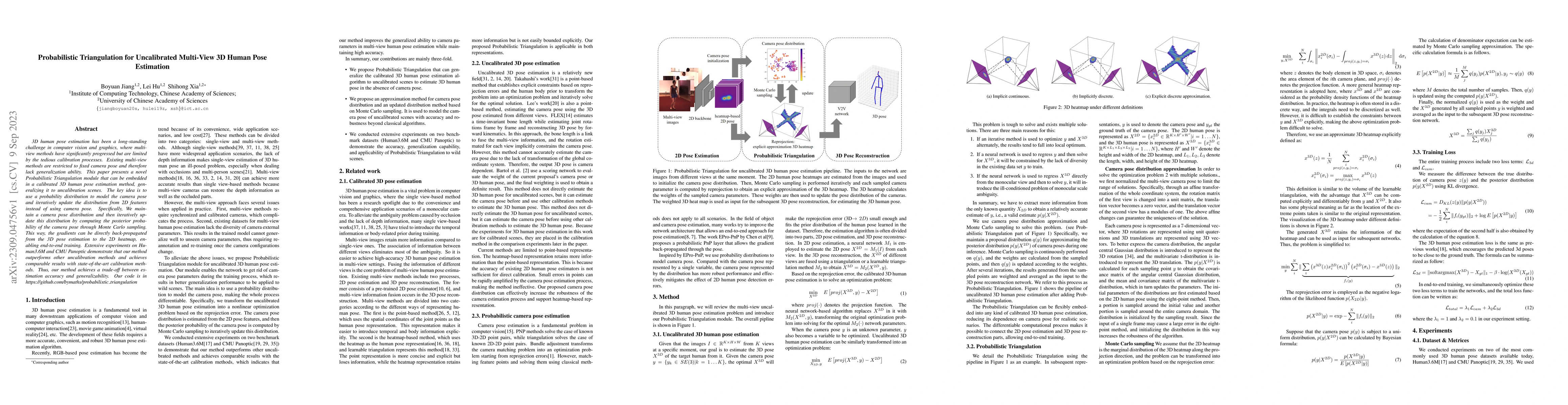 Thumbnail for Probabilistic Triangulation for Uncalibrated Multi-View 3D Human Pose
  Estimation