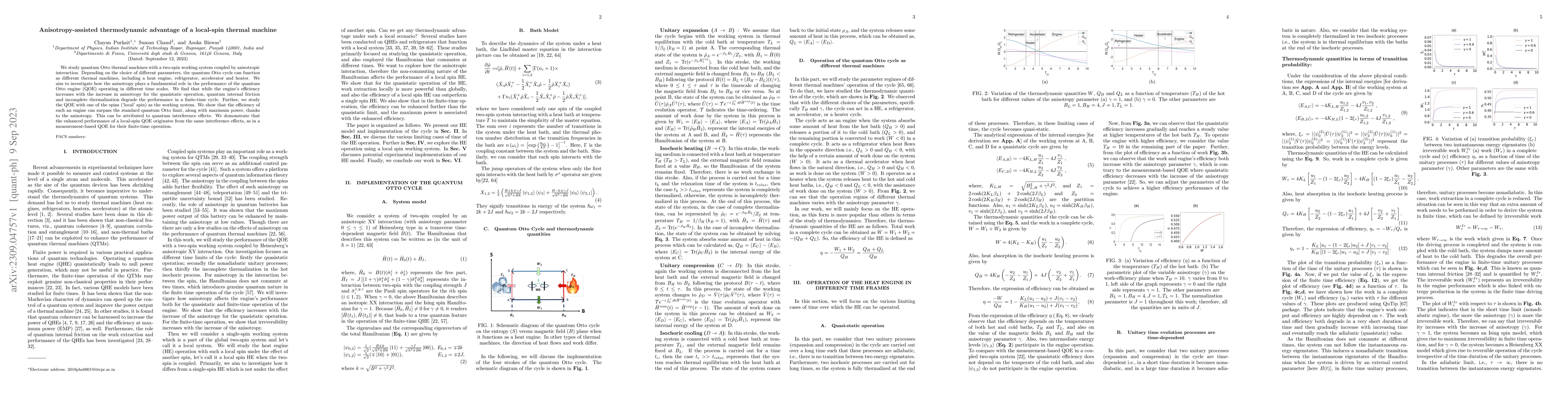 Thumbnail for Anisotropy-assisted thermodynamic advantage of a local-spin thermal
  machine