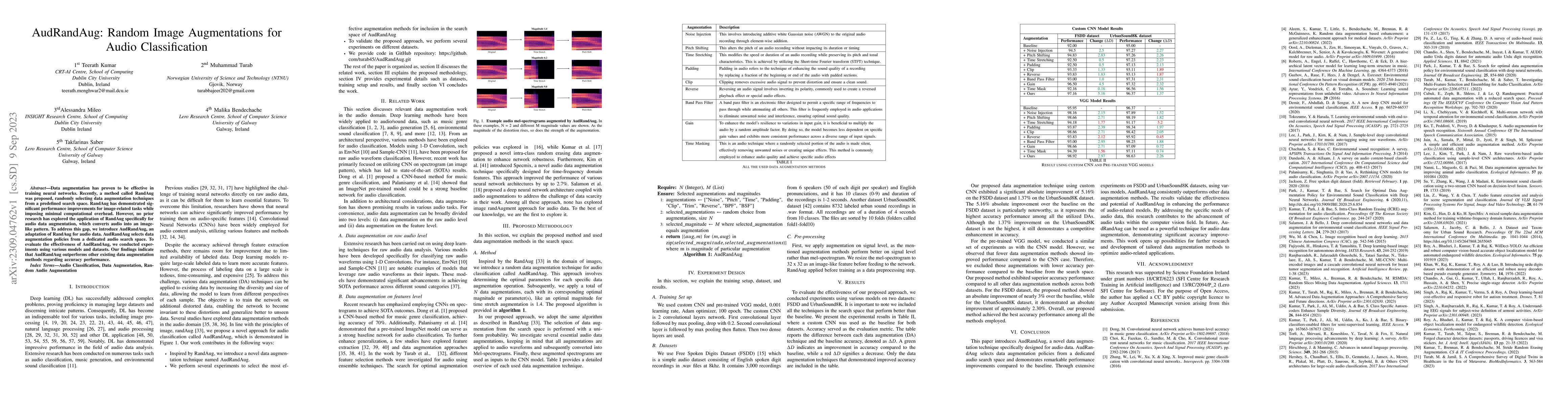 Thumbnail for AudRandAug: Random Image Augmentations for Audio Classification