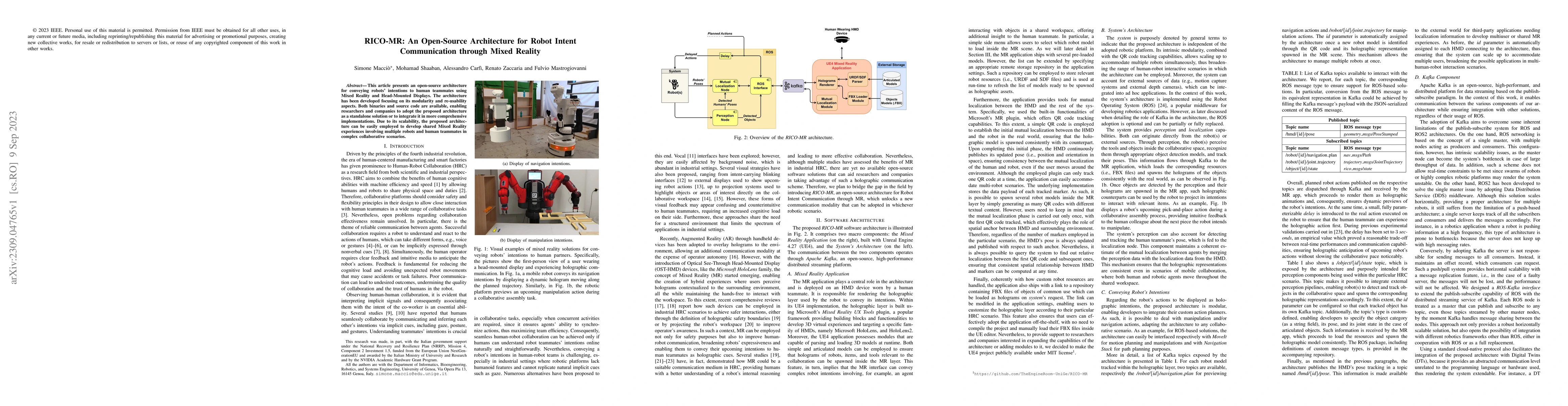 Thumbnail for RICO-MR: An Open-Source Architecture for Robot Intent Communication
  through Mixed Reality