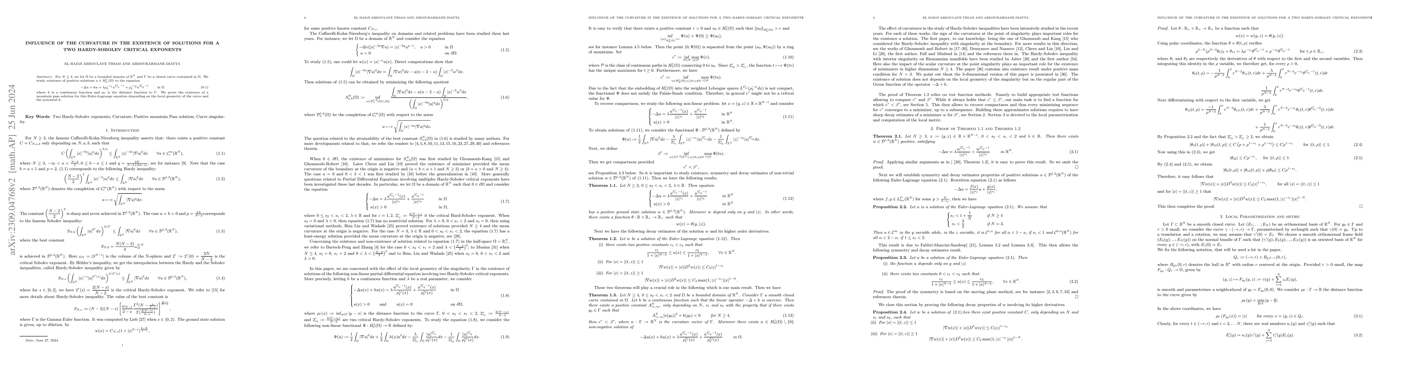 Thumbnail for Influence of the curvature in the existence of solutions for a two
  Hardy-Sobolev critical exponents