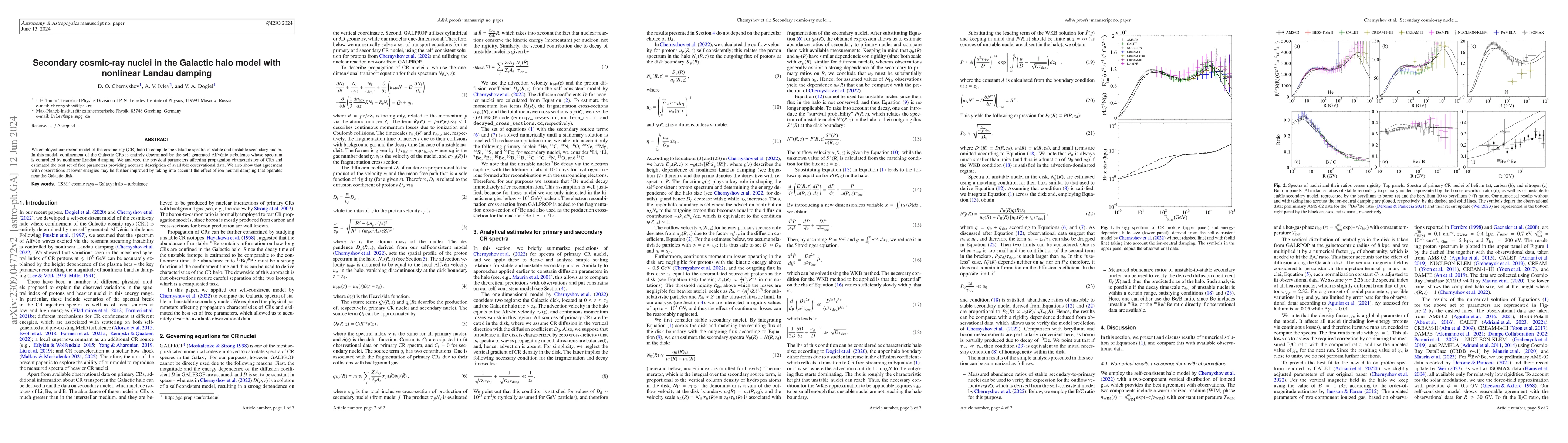 Thumbnail for Secondary cosmic-ray nuclei in the Galactic halo model with nonlinear
  Landau damping