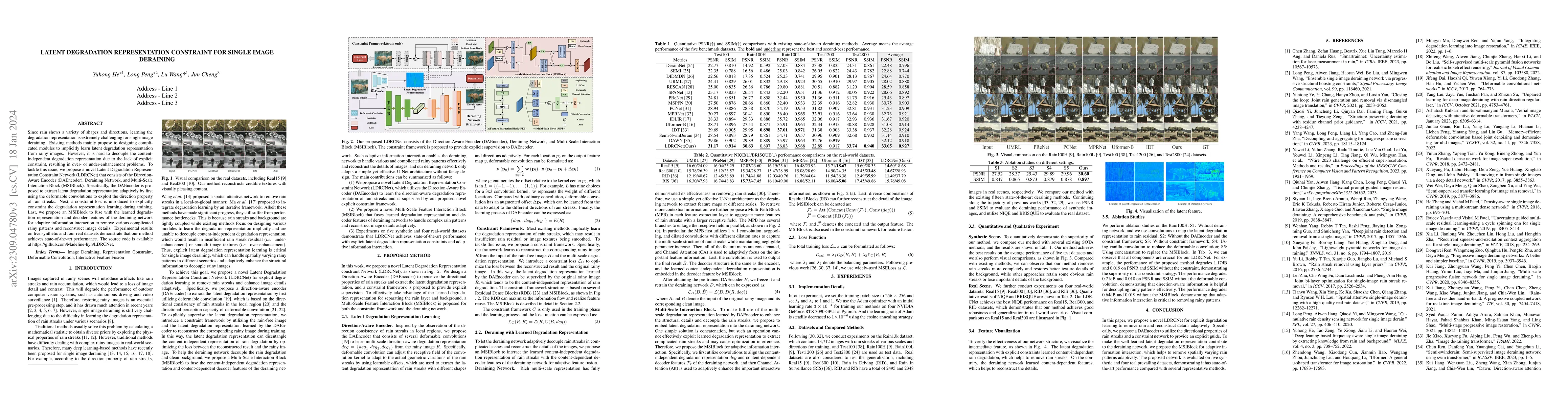 Thumbnail for Latent Degradation Representation Constraint for Single Image Deraining