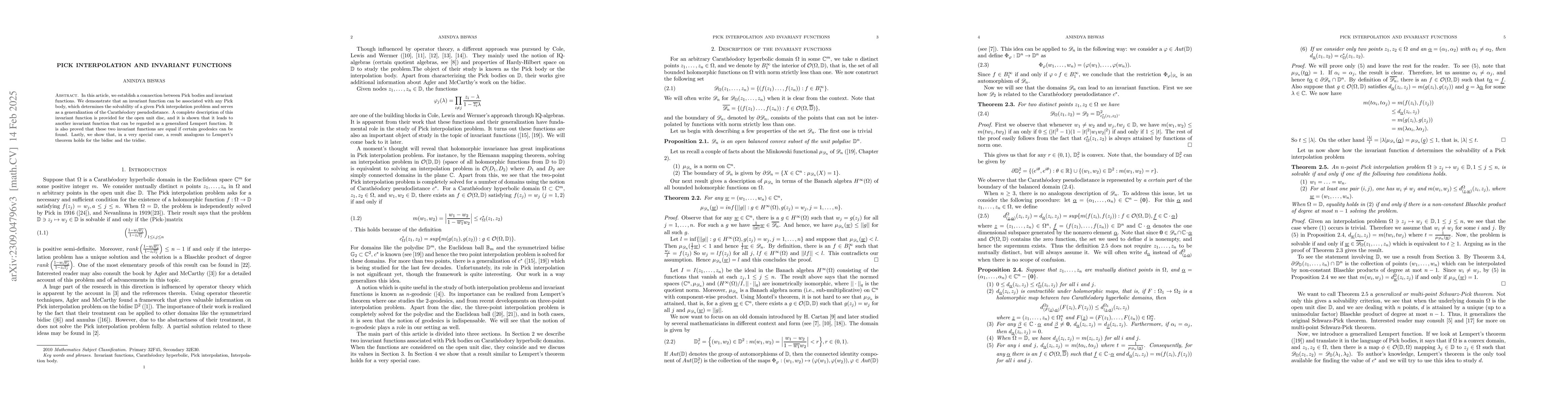 Thumbnail for Pick interpolation and invariant distances