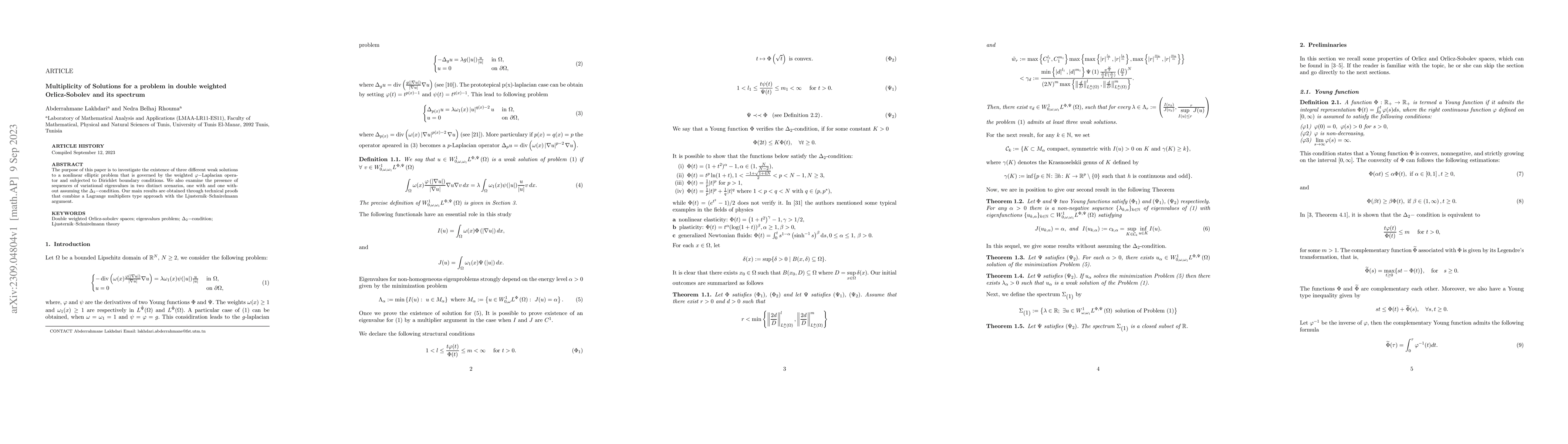 Thumbnail for Multiplicity of Solutions for a problem in double weighted
  Orlicz-Sobolev and its spectrum