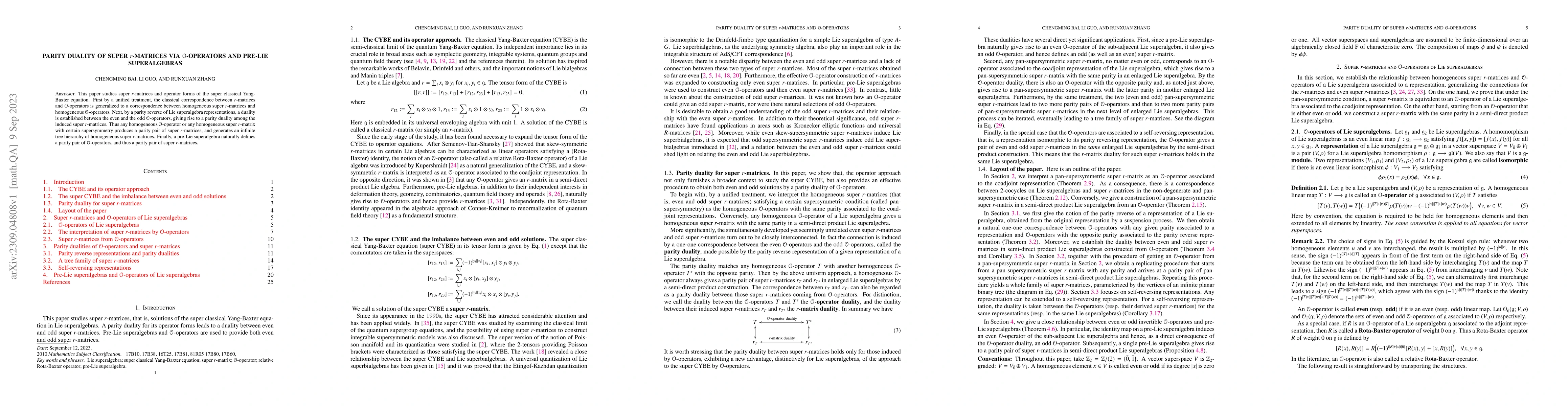 Thumbnail for Parity duality of super $r$-matrices via $\mathcal O$-operators and
  pre-Lie superalgebras