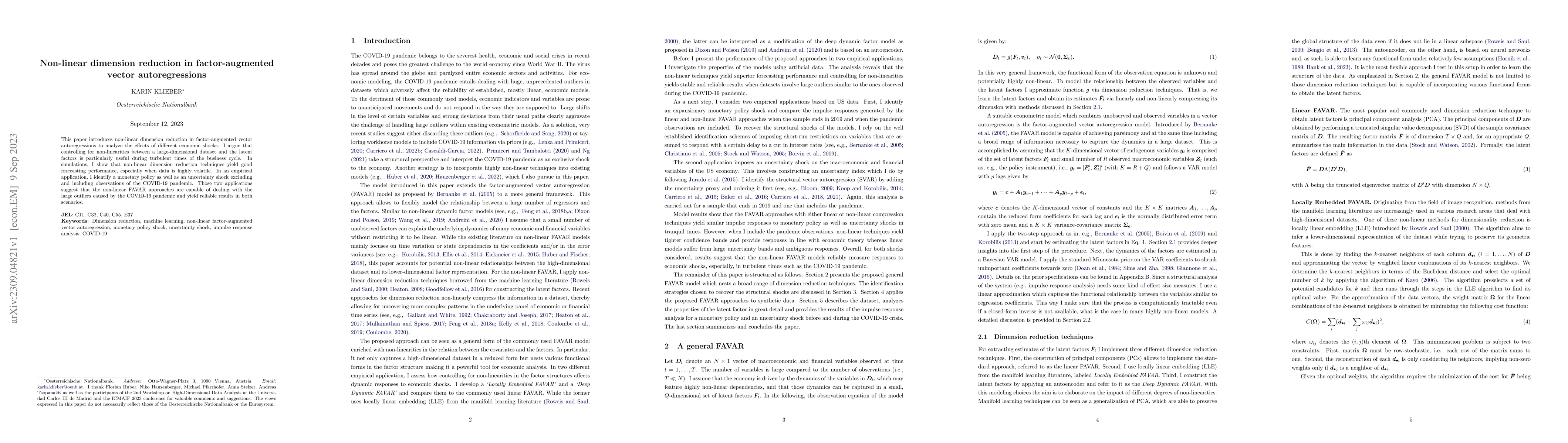 Thumbnail for Non-linear dimension reduction in factor-augmented vector
  autoregressions
