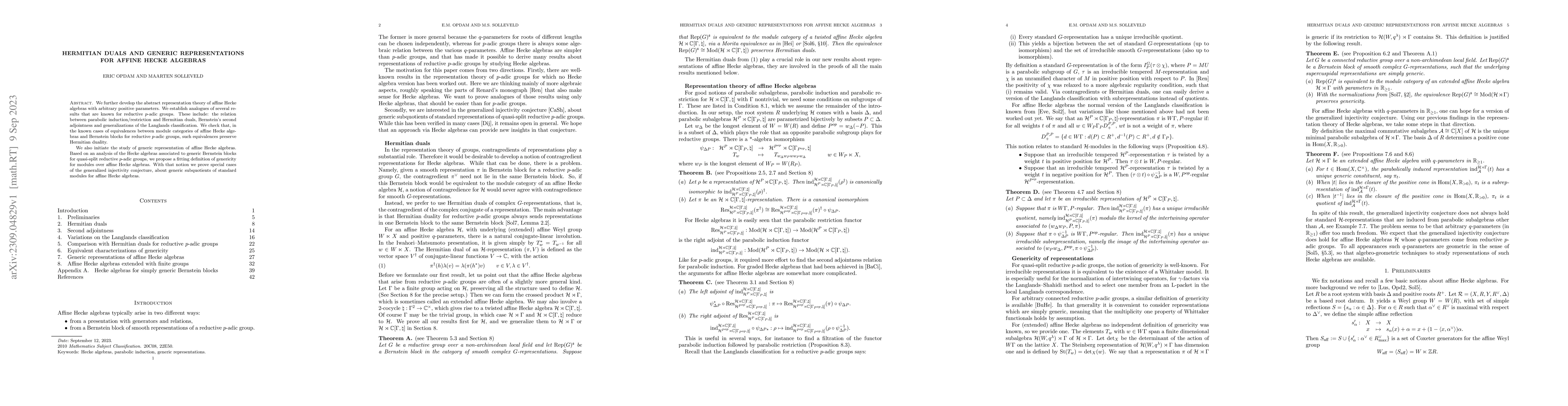 Thumbnail for Hermitian duals and generic representations for affine Hecke algebras