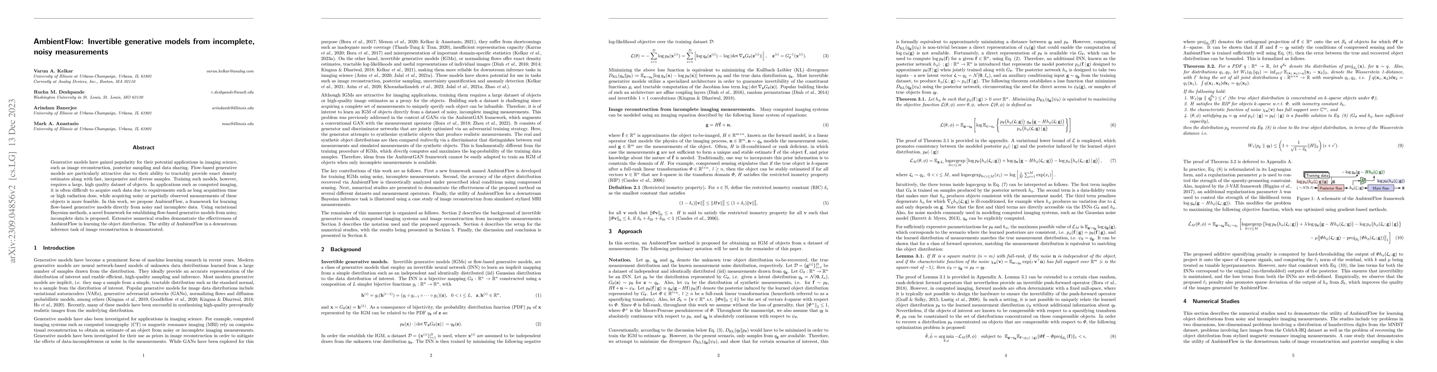 Thumbnail for AmbientFlow: Invertible generative models from incomplete, noisy
  measurements
